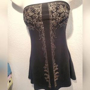 Black strapless blouse